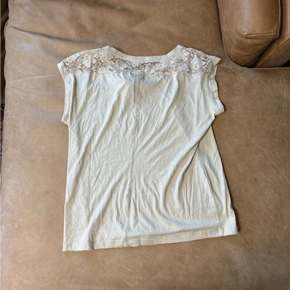 Grace Elements NWT Lace Beaded Top Tan Women’s Size Large - Picture 6 of 6